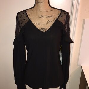 Cee Cee velvet dot detail long sleeved top Medium NWT